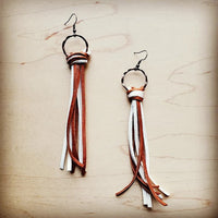 Deer SKin Tassel Earring Tan and White