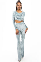 TWO PIECE VELVET PANT SET