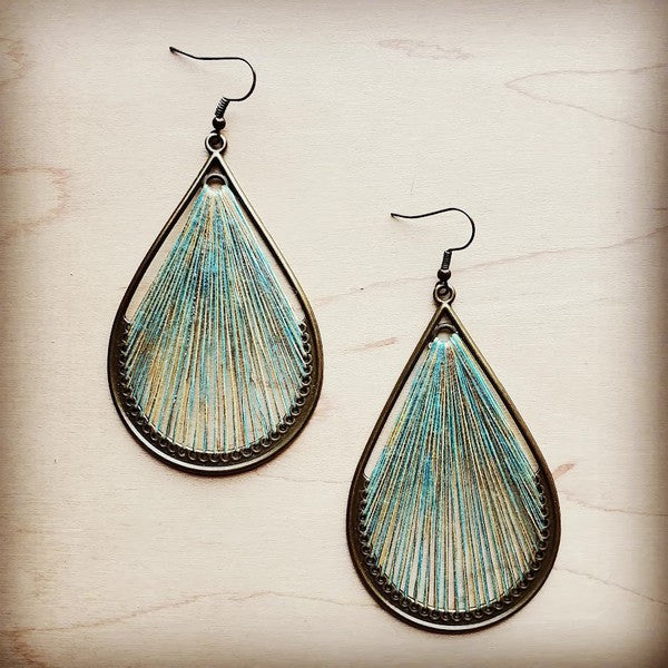 Large Woven Teardrop Earring in Teal