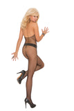 Elegant Moments Seamless Fishnet Halter Bodystocking With Open Crotch