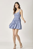 Side Tassel Strap Tiered Polka Dot Dress