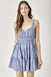 Side Tassel Strap Tiered Polka Dot Dress