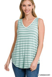 Stripe Sleeveless V-Neck Top