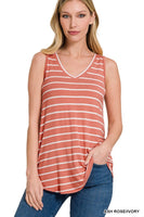 Stripe Sleeveless V-Neck Top