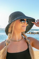 Bow Accent Woven Straw Bucket Sun Hat