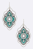 Laser Cut 2 Tone Metal Flower Earrings