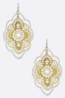 Laser Cut 2 Tone Metal Flower Earrings