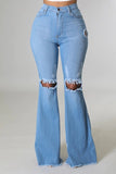 Knee Rip Flare Jean in Medium Wash Made In: USA