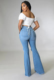 Knee Rip Flare Jean in Medium Wash Made In: USA