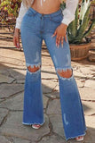 Knee Rip Flare Jean in Medium Wash Made In: USA