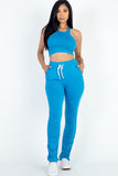 Crop Top & Ruched Drawstring Pants Set