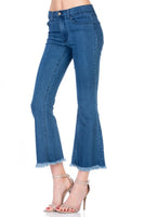 Mid-Rise Crop Flare Leg Denim Ankle Jeans pants