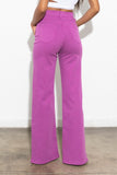 Front Slit Wide Leg Tencel Pants