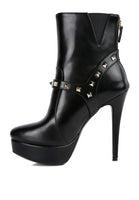 DEJANG Metal Stud faux Leather Ankle Boot