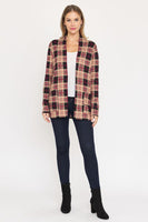 Plaid Contrast Elbow Patch Cardigan