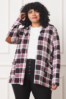 Plaid Contrast Elbow Patch Cardigan