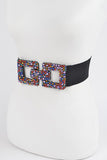 Crystal Buckle Elastic Belt