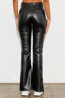 Vegan Leather Front Slit Bootcut