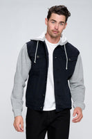 Men's Denim Jacket with Fleece Hoodies