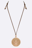 Tree Laser Cut Pedant Suede Necklace