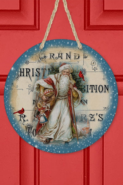 Vintage Christmas Santa Door Hanger Wall Sign