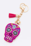 Crystal Sugar Skull Pillow Key Chain