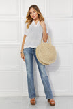 Justin Taylor Beach Date Straw Rattan Handbag in Ivory