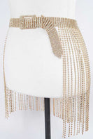 Fringe Rhinestone Buckle Chain Belt