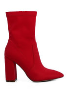 Ankle Lycra Block Heeled Boots