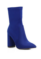 Ankle Lycra Block Heeled Boots