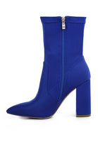 Ankle Lycra Block Heeled Boots