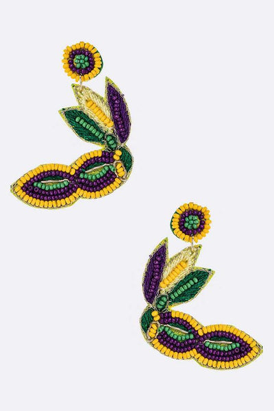 Mardi Gras Masquerade Beaded Earrings