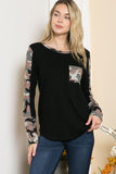 Camouflage Contrast Knit Top