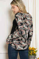 Camouflage Contrast Knit Top