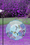 Blue Pink Hydrangea Hummingbirds Wind Spinner