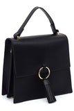 Fashion Ring Tassel Flap Crossbody Satchel