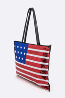 USA Flag Sequin Fashion Tote Bag