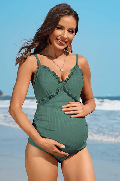 Ruch Floral Maternity Swimsuit Pregnancy Swimwear