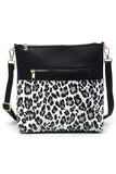 Leopard Cow Flower Pocket Crossbody Bag