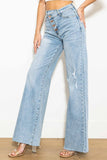 Criss Cross High Waisted Wide Leg Jeans