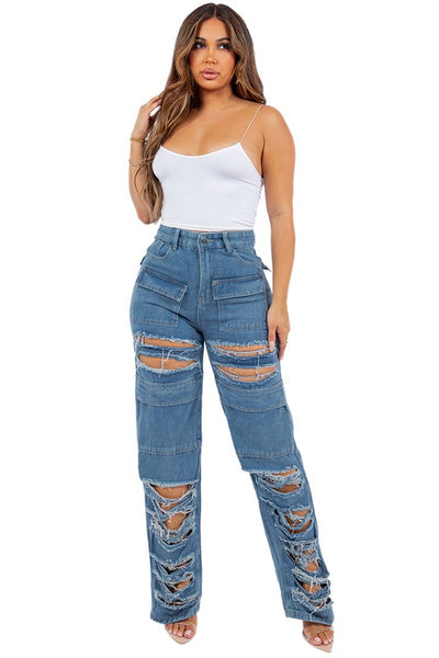 SEXY CARGO STYLE DENIM JEANS