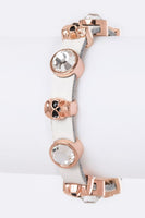 Skull & Crystal Slider Leather Bracelet