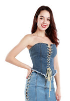 Lace Up Denim Corset Top