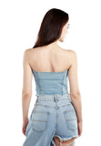 Lace Up Denim Corset Top