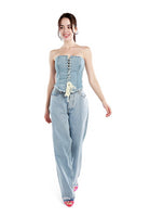 Lace Up Denim Corset Top