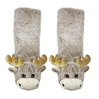 Moose Up - Women's Plush Animal Slipper Socks