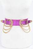 Double Buckle Metallic Stretch Belt