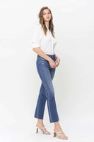 High Rise Straight Jean With Raw Hem