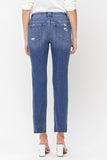 High Rise Straight Jean With Raw Hem