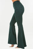 Leopard Bell Bottom Jean in Green- Inseam 32 Made In: USA